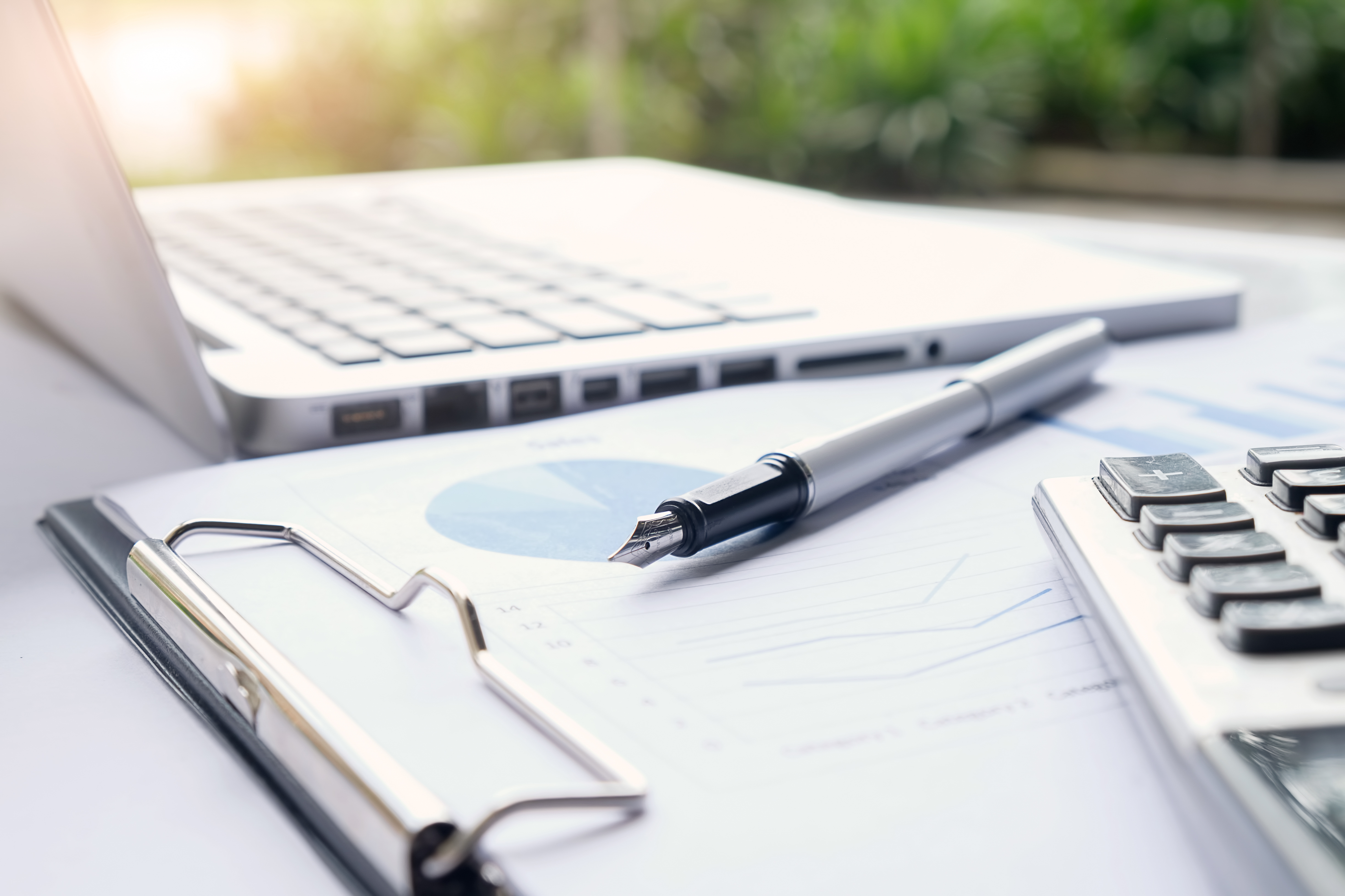 Business administration documents, reports and financial paperwork